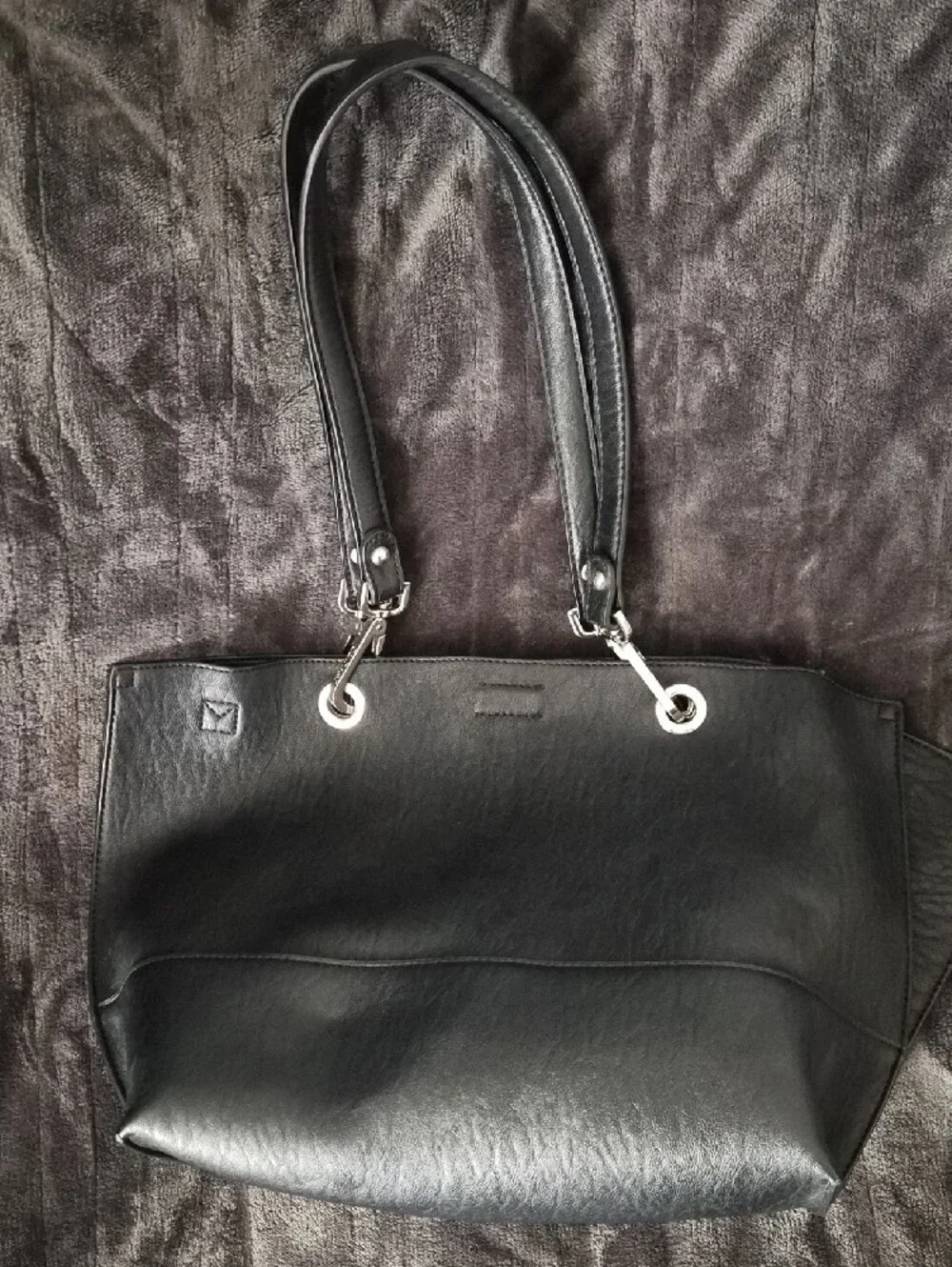 Calvin Klein Black Tote with Silver Chain Accent